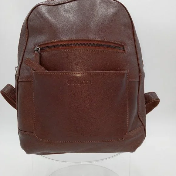 Genicci Brown Leather backpack Discover falcon this laptop bag can be worn as backpack or  main image 3